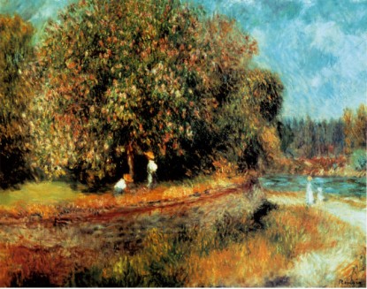 Chestnut Tree in Bloom - Pierre-Auguste Renoir painting on canvas